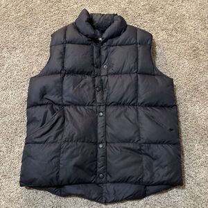 Lands End Puffer Vest Womens‎ Medium 10-12 Black Down Filled Snap Sleeveless